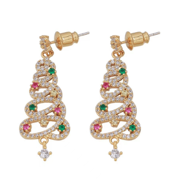 Christmas Tree Rhinestone Earrings - H3NRY’S WORLD