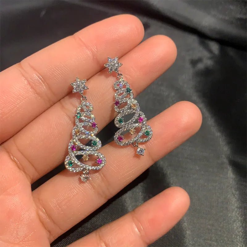Christmas Tree Rhinestone Earrings - H3NRY’S WORLD