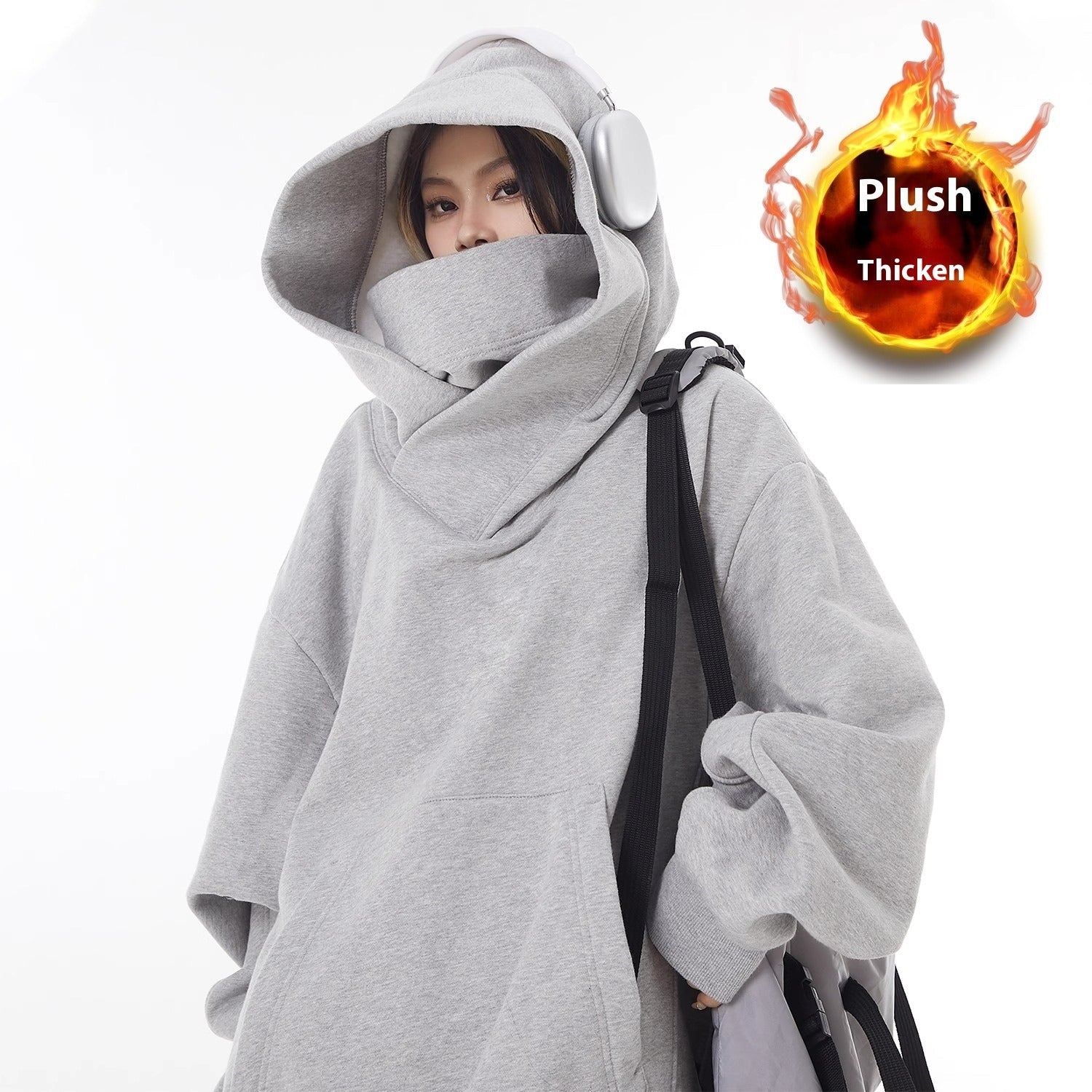 Loose High Collar Fleece Lined Hoodie - H3NRY’S WORLD